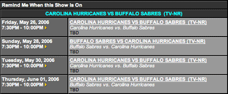 Sabres Remaining Schedule for Eastern Conference Finals