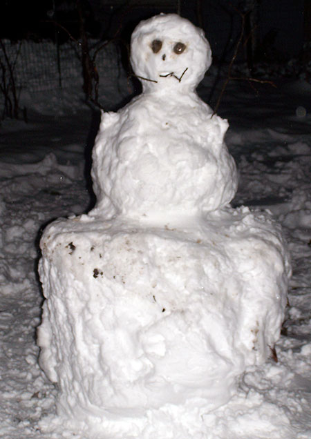 Our late night snowman!