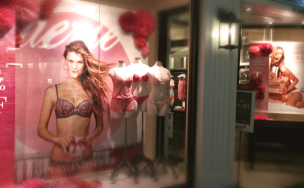 Aerie storefront display - Girls in lingerie